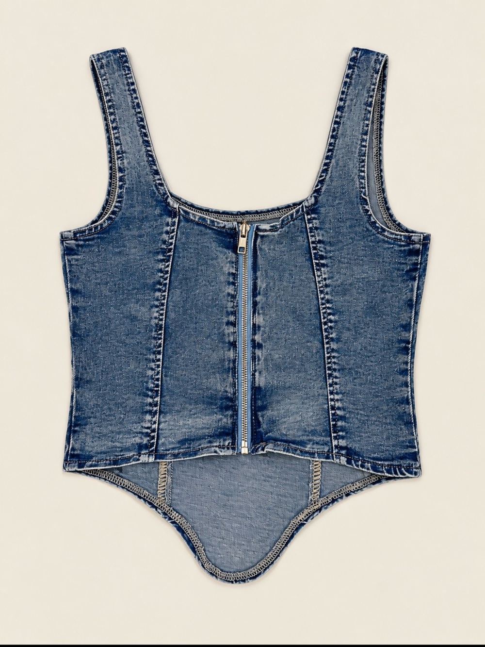 Denim Zip-Front One-Piece